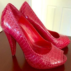 Aldo Red Snakeskin Heels 5
